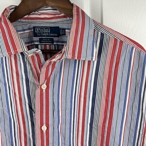 Polo Ralph Lauren Shirt Mens XL Stripe Philip Button Up Vintage 17 1/2 x 36/37